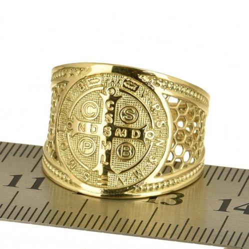 Ring met amulet - 14 karaat Geel goud, Handtassen en Accessoires, Antieke sieraden