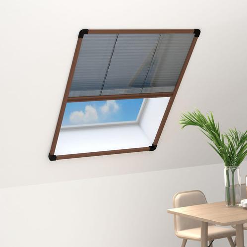 vidaXL Raamhor plissé 60x80 cm aluminium bruin, Doe-het-zelf en Bouw, Deuren en Vliegenramen, Nieuw, Verzenden