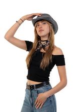 Cowboyhoed Jeans Grijs Grijze Denimlook Cowboy Western Hoed, Ophalen of Verzenden, Nieuw