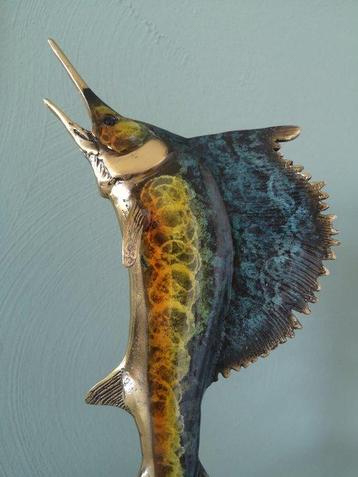Statue, Marlin jumping - 40 cm - Bronze