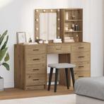 vidaXL Kaptafel met lade 3 pcs Bruin 40 x 41 x 135 cm, Huis en Inrichting, Tafels | Kaptafels, Verzenden, Nieuw