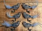 Kerstdecoratie Krebs: 6 gklazen vogeltjes, blauw transparant, Nieuw