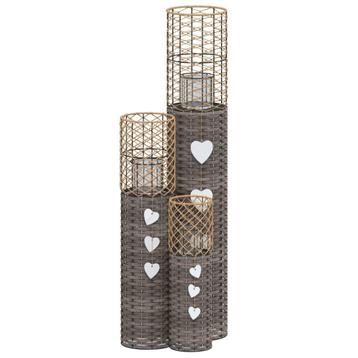 3 Wicker Kaarslantaarns grijs | OP = OP | Sfeer gegarandeerd beschikbaar voor biedingen