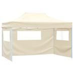 vidaXL Vouwtent met 3 wanden 3x4,5 m crème, Tuin en Terras, Verzenden, Nieuw