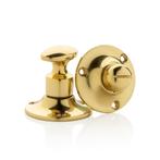 WC slot draaiknop messing gelakt rond rozet - retro jaren..., Ophalen of Verzenden, Slot