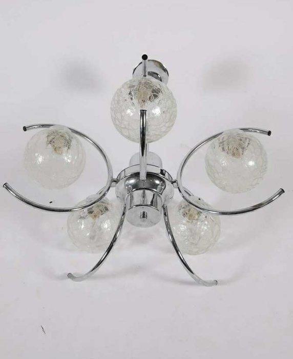 Kroonluchter - Chroom - Luster chroom en glas, Antiquités & Art, Antiquités | Éclairage