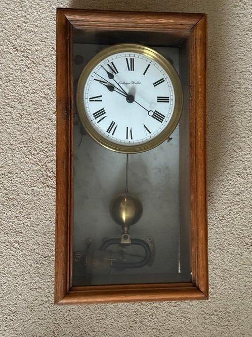 Horloge électromagnétique -   Bois, Laiton, Marbre, Verre -, Antiek en Kunst, Antiek | Klokken