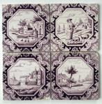 Carreau - Carreaux anciens avec un château, des fermes de
