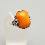 Zilver, Art Deco, Butterscotch Amber - Ring, Antiek en Kunst