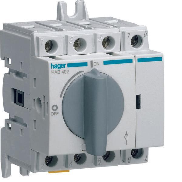 Hager HAB Scheidingsschakelaar - HAB402, Doe-het-zelf en Bouw, Elektriciteit en Kabels, Verzenden