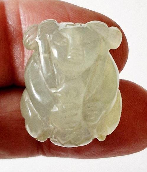 Chinois ancien Jade vert Talisman de perles de la dame de, Antiek en Kunst, Antiek | Overige Antiek