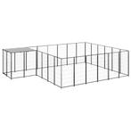 vidaXL Hondenkennel 12,1 m² staal zwart, Verzenden, Nieuw