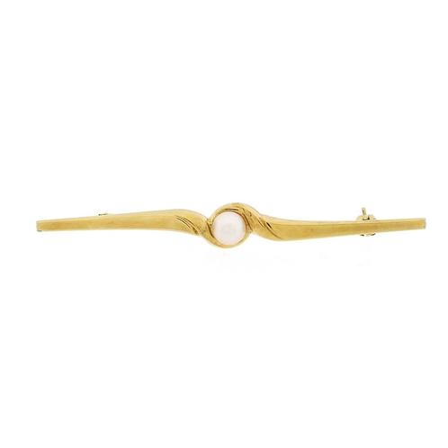 Vintage gouden broche met cultivé parel (zoetwater parel), Handtassen en Accessoires, Broches, Overige kleuren, Gebruikt, Met edelsteen