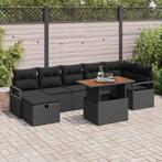 vidaXL 8-delige tuinset met kussens zwart poly rattan, Tuin en Terras, Verzenden, Nieuw, Tuinset