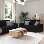 vidaXL 3-delige Sofaset met Kussens Zwarte Stof, Huis en Inrichting, Zetels | Zetels, Verzenden, Nieuw