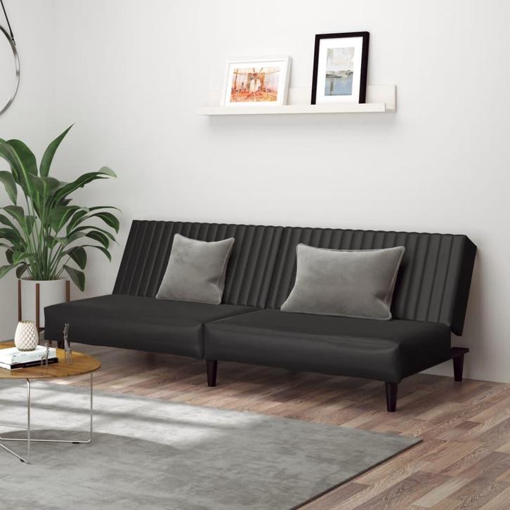 vidaXL Slaapbank 2-zits kunstleer zwart, Huis en Inrichting, Zetels | Zetels, Nieuw, Verzenden