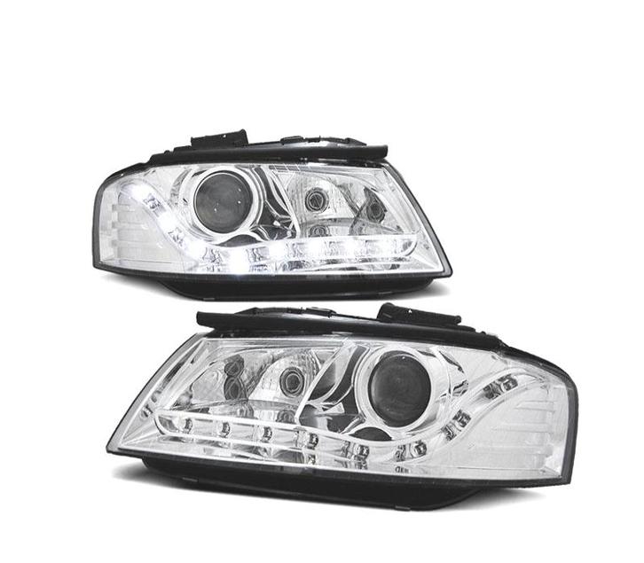 PHARES POUR AUDI A3 8P 03-08 DAYLIGHT FOND CHROMÉ, Auto-onderdelen, Verlichting, Verzenden
