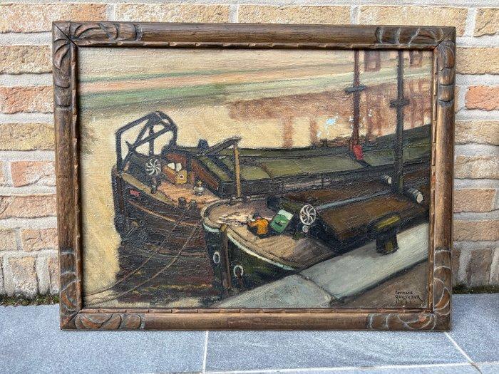 Fernand Rousseaux (1892-1971) - Vrachtschepen, Antiek en Kunst, Kunst | Schilderijen | Klassiek