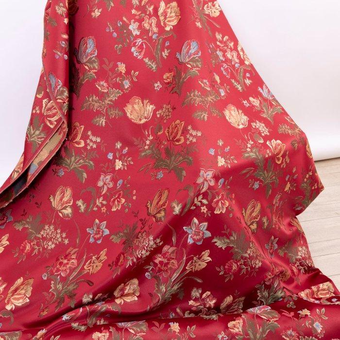 Weefsel Broccato (Lampasso) Italiaans - Bordeauxrood Zijde –, Antiek en Kunst, Antiek | Tapijten, Tafelkleden en Textiel