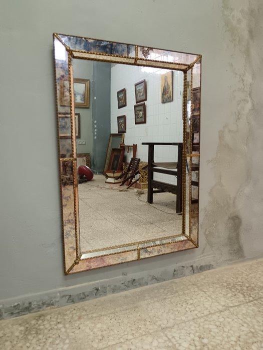 Miroir mural- 90 × 64 cm - Bois, Laiton - Miroir style, Huis en Inrichting, Overige Huis en Inrichting