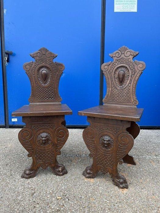 Stoel - Walnoot - Halstoel, kruk, Antiquités & Art, Antiquités | Autres Antiquités