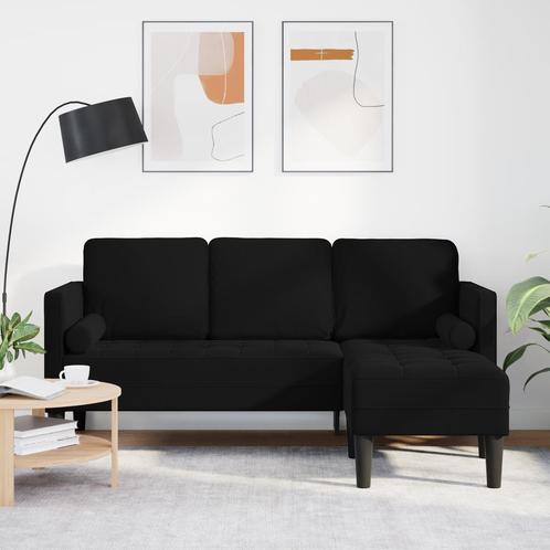 vidaXL 3-zits zetel met chaise longue L-vormig zwart 160 cm, Huis en Inrichting, Zetels | Zetels, Nieuw, Verzenden