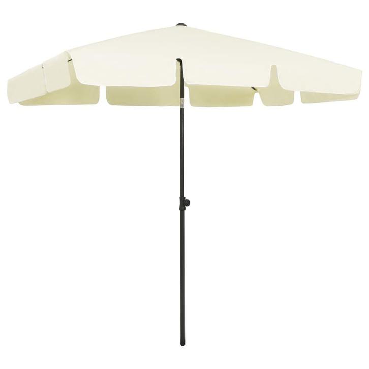 Strandparasol 200x125 Zandgeel | Retour Deal | 46% Korting!, Tuin en Terras, Parasols, 1 tot 2 meter, Nieuw, Strandparasol, Verzenden
