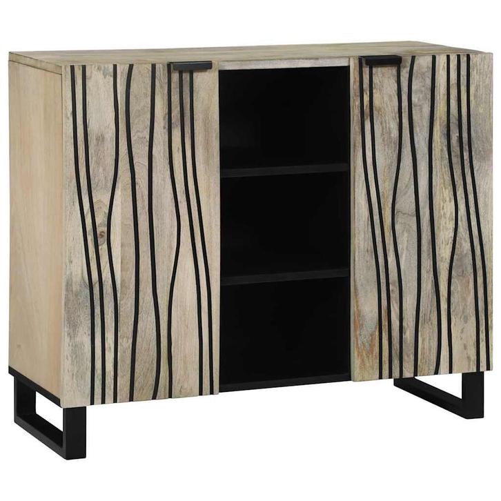 vidaXL Sideboard Wit 90 x 33 x 75 cm massief mangohout, Maison & Meubles, Armoires | Dressoirs, Envoi
