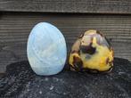 Blue calcite & Septaria Vrije Vorm Set Madagascar - Hoogte:, Verzamelen, Mineralen en Fossielen