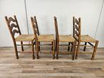 Stoel - Hout - Vier massiefhouten eetstoelen met zitvlak van