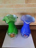 Vaas (2) - Glas - Een paar vazen, Antiek en Kunst