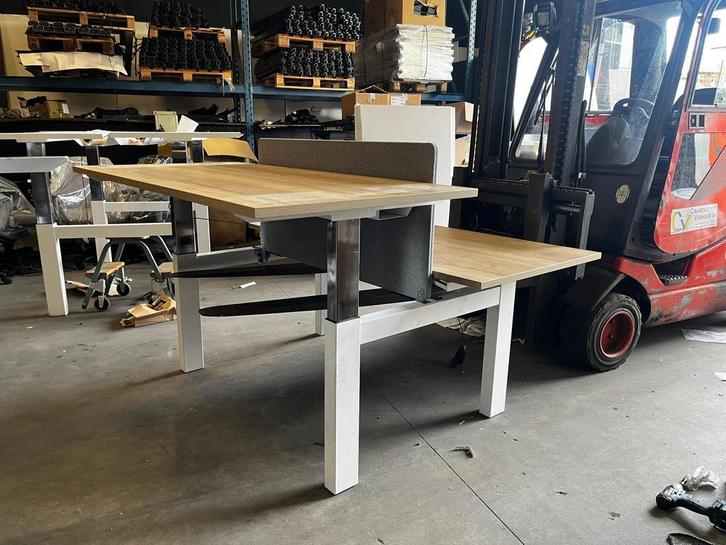 Zit sta duo bureau, inclusief nieuwe bureaubladen!, Huis en Inrichting, Bureaus, Stabureau, Zo goed als nieuw, In hoogte verstelbaar