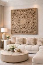 Wanddecoratie - 150x150cm - Hand-Carved Mandala Panel -, Antiek en Kunst