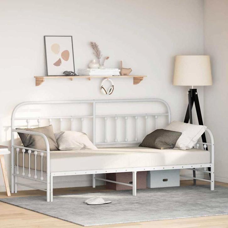 vidaXL Bedframe voor een daybed Wit 90 x 190 cm Gepoedercoat, Huis en Inrichting, Slaapkamer | Bedden, Nieuw, Verzenden