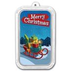 Wereld. Silver bar ND Merry Christmas Sleigh, 1 Oz (.999)