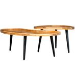 Salontafel Mangohout S Timo - Set Van 2, Huis en Inrichting, Tafels | Salontafels, Verzenden, Nieuw, Industriële meubels, Overige vormen