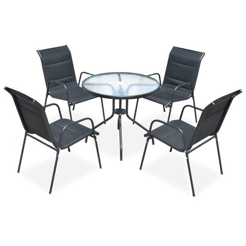 vidaXL 5-delige Tuinset staal zwart, Tuin en Terras, Tuinsets en Loungesets, Tuinset, Nieuw, Verzenden
