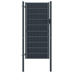 vidaXL Poort 100x204 cm PVC en staal antracietkleurig, Tuin en Terras, Tuinpoorten, Verzenden, Nieuw