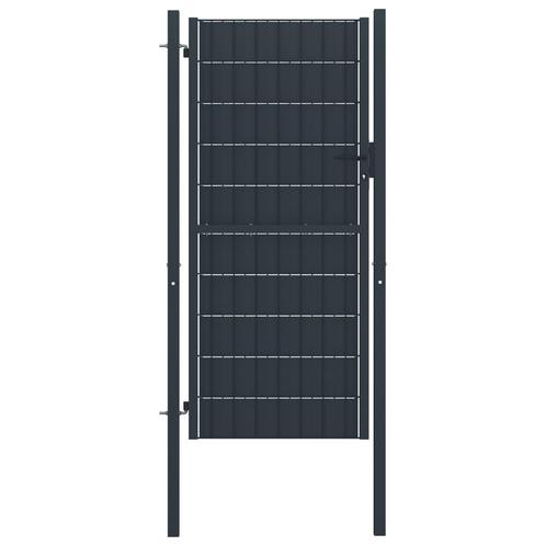 vidaXL Poort 100x204 cm PVC en staal antracietkleurig, Tuin en Terras, Tuinpoorten, Nieuw, Verzenden