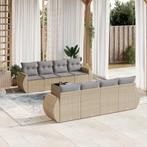 vidaXL 9-delige Loungeset met kussens poly rattan beige, Tuin en Terras, Verzenden, Nieuw, Loungeset