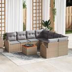 vidaXL Tuinbank Set 9 pcs Beige Poly rattan, Verzenden, Nieuw