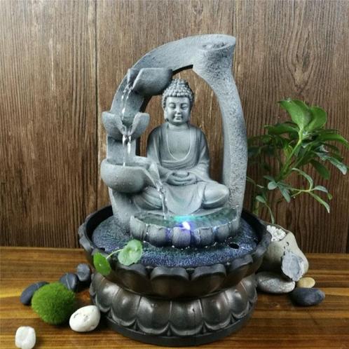 Boeddha Sier Waterval - LED Verlichting - Zen Garden Feng, Huis en Inrichting, Woonaccessoires | Wanddecoraties, Nieuw, Verzenden