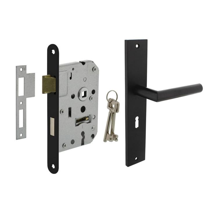 Deurbeslag set Ferro met sleutelgat en slot, Doe-het-zelf en Bouw, Hang- en Sluitwerk, Klink of Kruk, Nieuw, IJzer, Ophalen of Verzenden