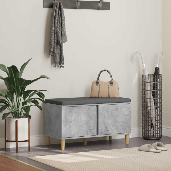 vidaXL Hallenbank Beton Grijs 80 x 38 x 46 cm Geengineerd, Huis en Inrichting, Overige Huis en Inrichting, Nieuw, Verzenden