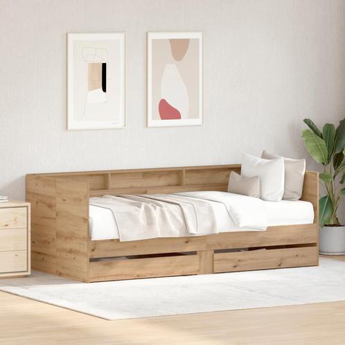 vidaXL Uitschuifbed met Lades Artisan eiken Bewerkt hout 75, Huis en Inrichting, Slaapkamer | Bedden, Nieuw, Verzenden