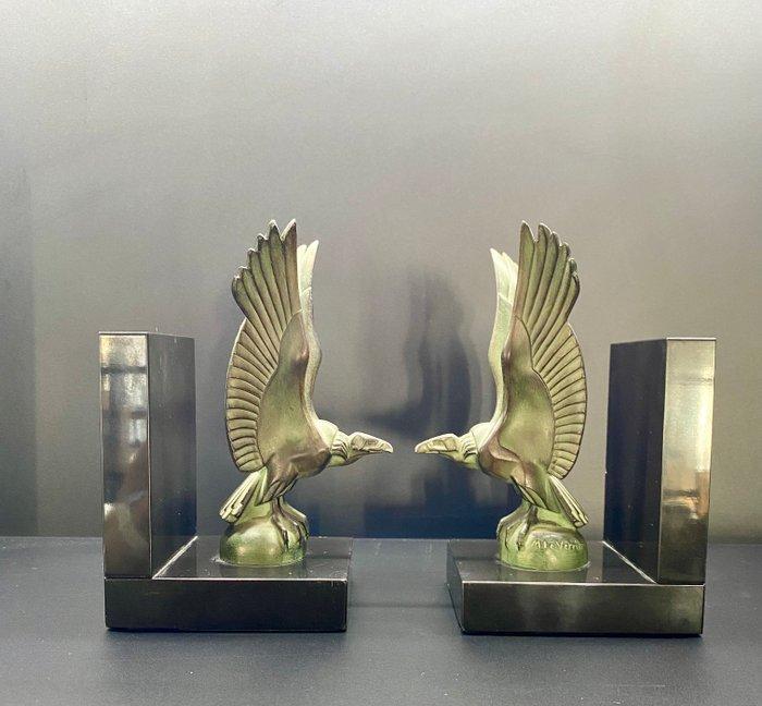 Max le Verrier (1891-1973) - Boekensteunen (2) - Patineerd, Antiek en Kunst, Kunst | Designobjecten