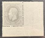 België 1875 - 50c Grijs, Leopold II, hoekzegel met bladboord
