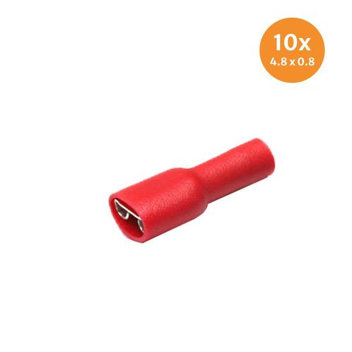Vlakstekerhuls Geïsoleerd Rood (4,8x0,8mm) 10 Stuks, Auto-onderdelen, Elektronica en Kabels, Ophalen of Verzenden