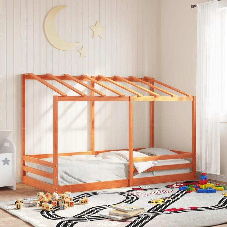 vidaXL Kinderbed met bedhuis 90x200 cm massief grenenhout, Huis en Inrichting, Slaapkamer | Bedden, Nieuw, Verzenden