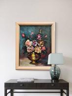 École européenne (XX) - Fleurs dans un vase doré, Antiek en Kunst